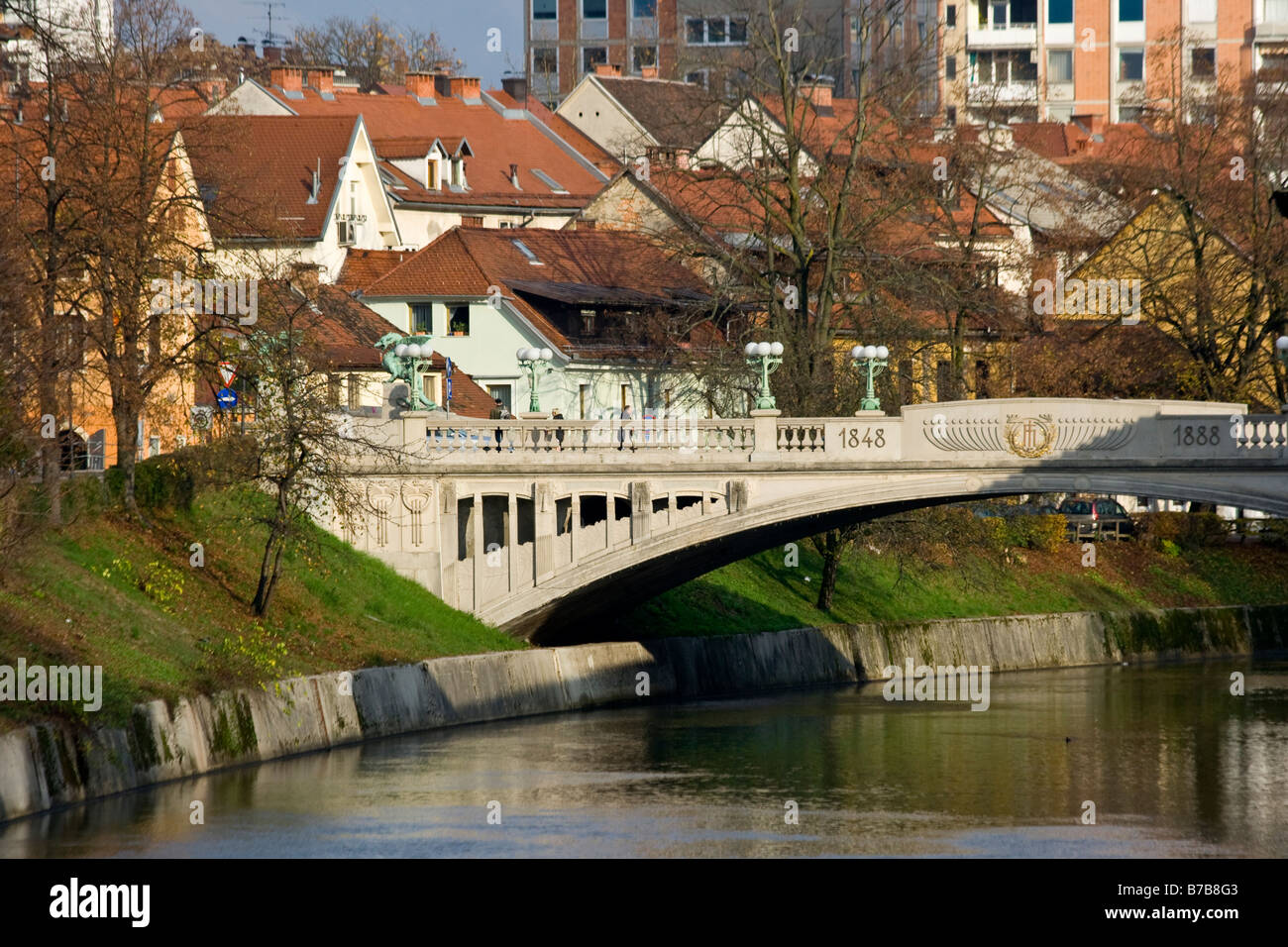 The Dragon Bridge in Ljubljana Slovenia Stock Photo