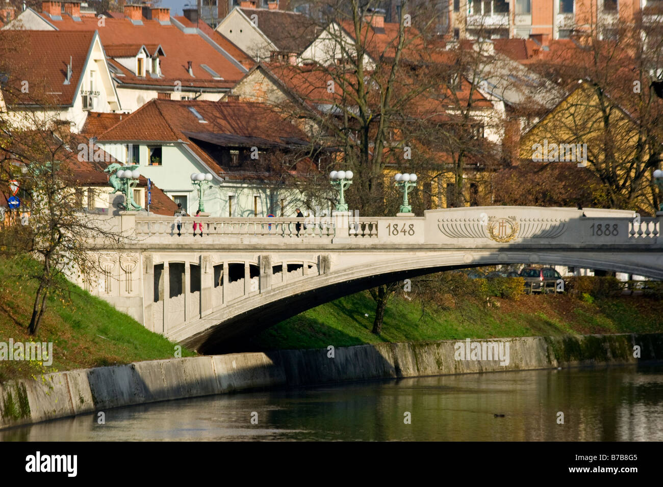 The Dragon Bridge in Ljubljana Slovenia Stock Photo