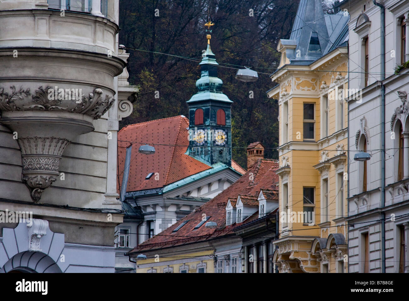 Clock Tower of Town Hall in Ljubljana Slovenia Stock Photo Alamy
