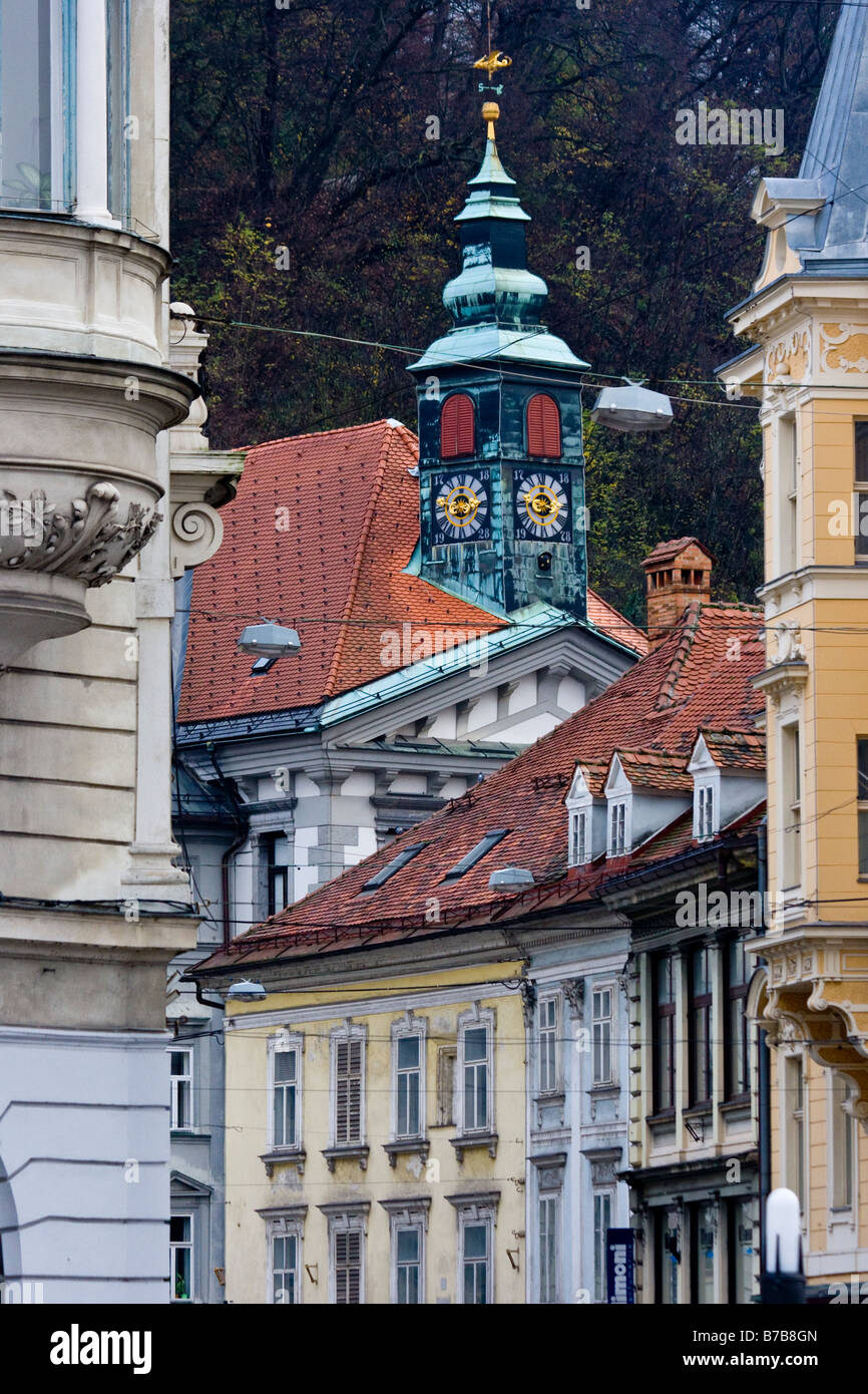 Clock Tower of Town Hall in Ljubljana Slovenia Stock Photo Alamy