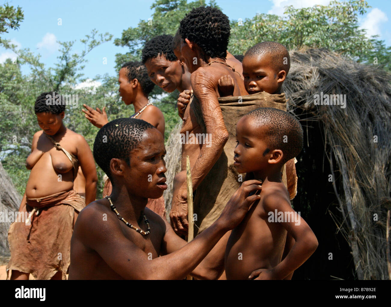 Africa, Namibia, Bushmen, San, Dancing, Clapping, Women, Child, Baby, Protection, Medicine Stock Photo