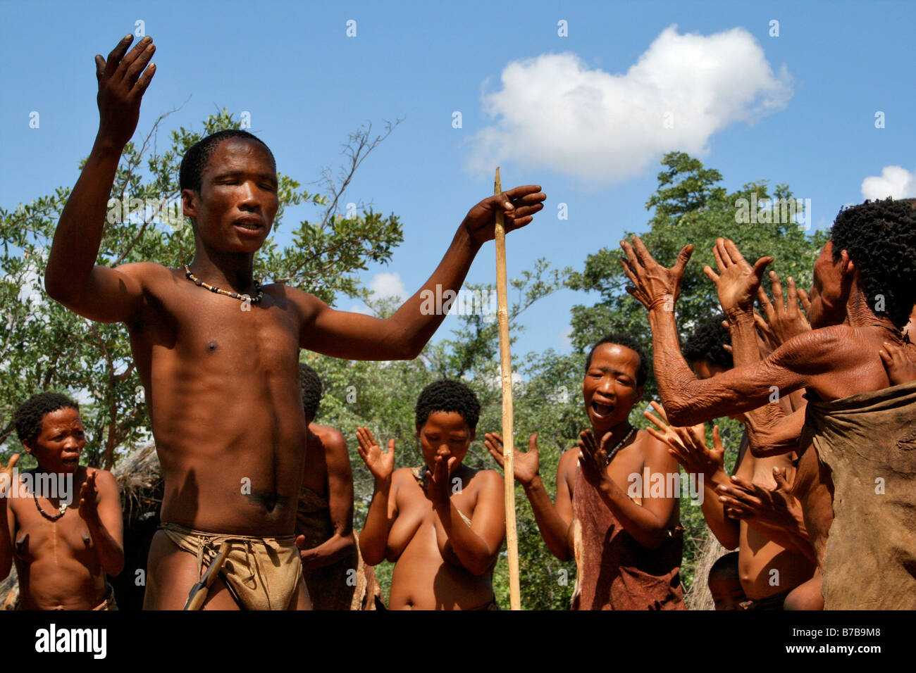 Africa, Namibia, Bushmen, San, Dancing, Clapping Stock Photo