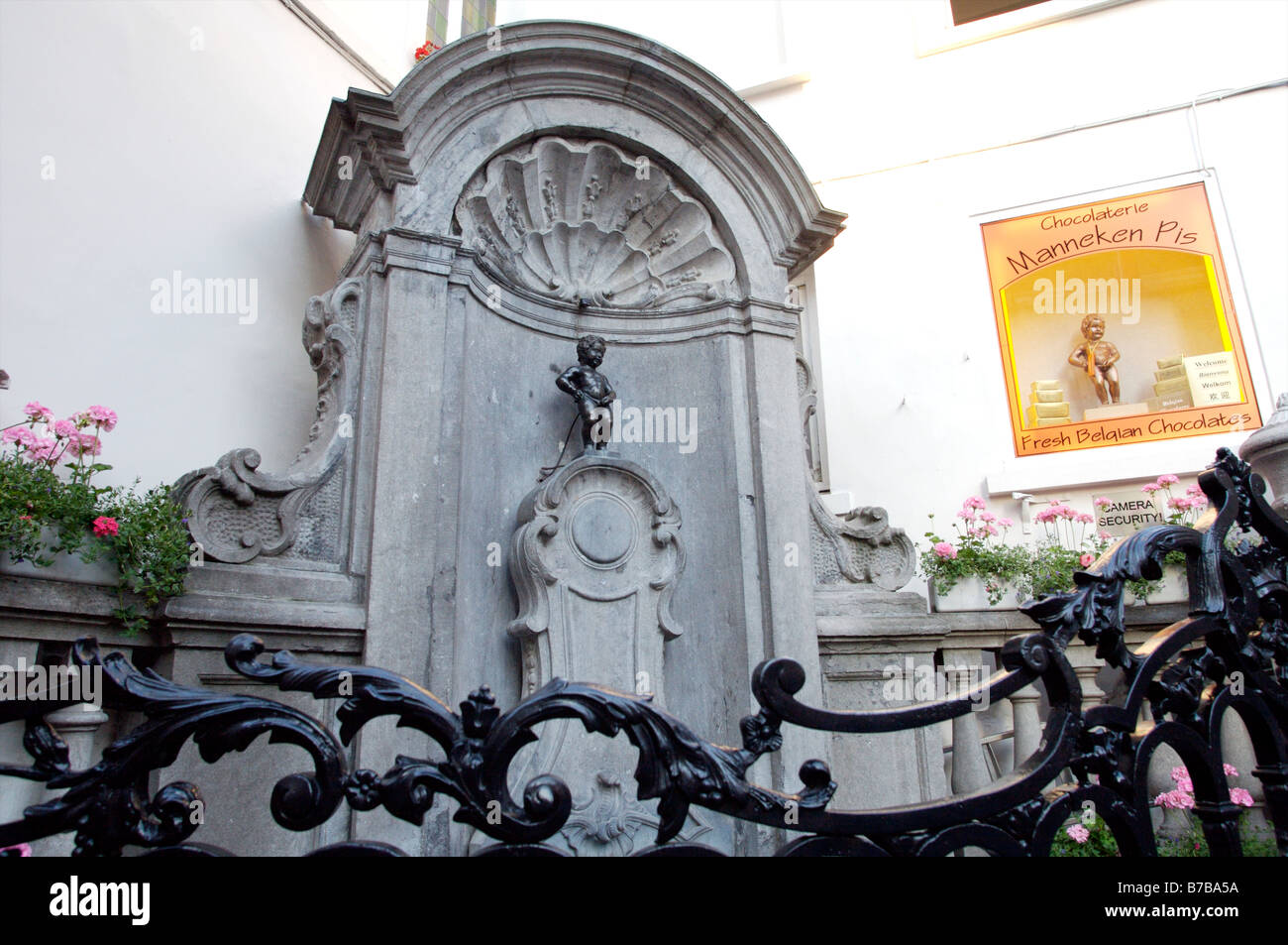 Mannequin Pis statue in Brussels Belgium on July 19 2007 The sculpture was created by Jerome Duqusnoy Manneken Pis Stock Photo