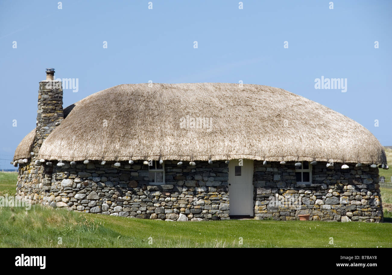 Traditional thatched crofter cottage, Outer Hebrides Stock Photo