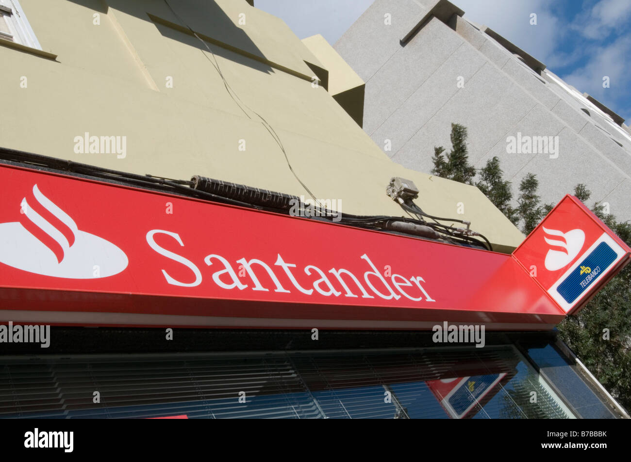 santander bank banking building society abbey national spain Spanish high street premises banks Stock Photo