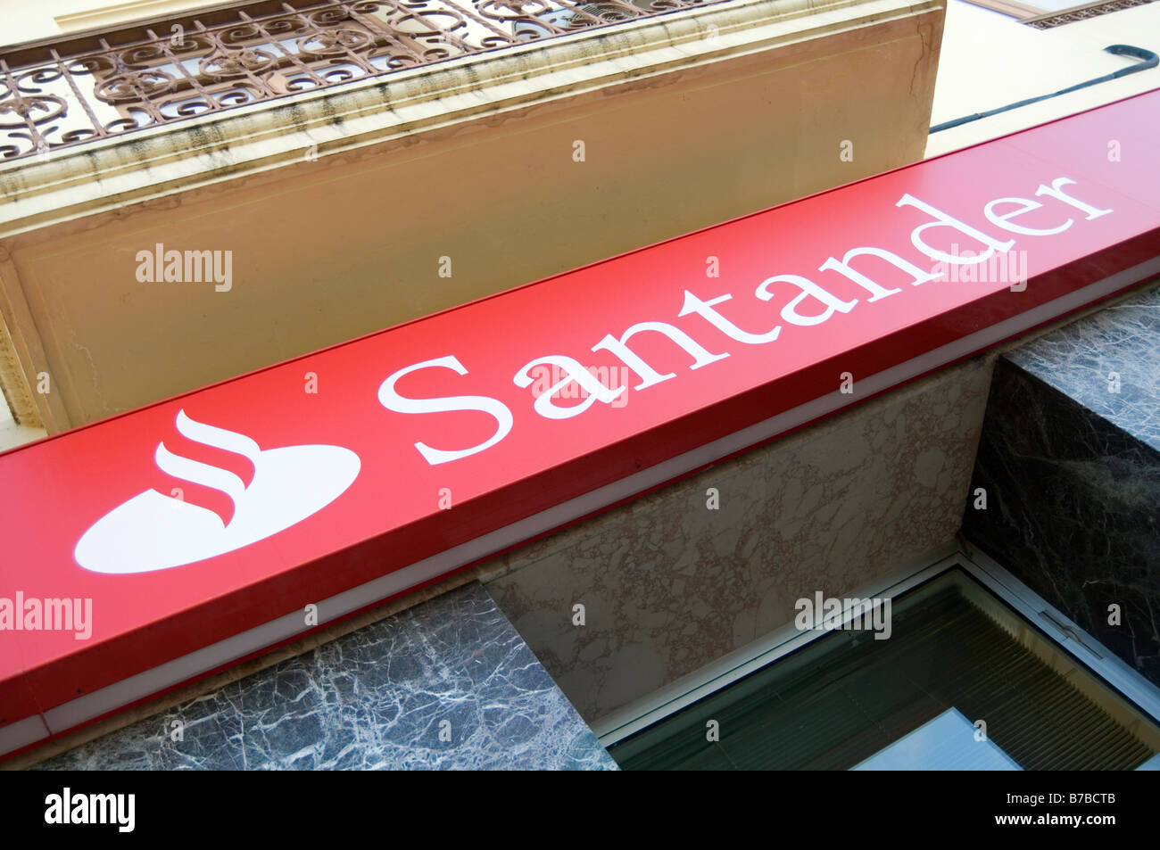 santander bank banking building society abbey national spain Spanish high street premises banks Stock Photo