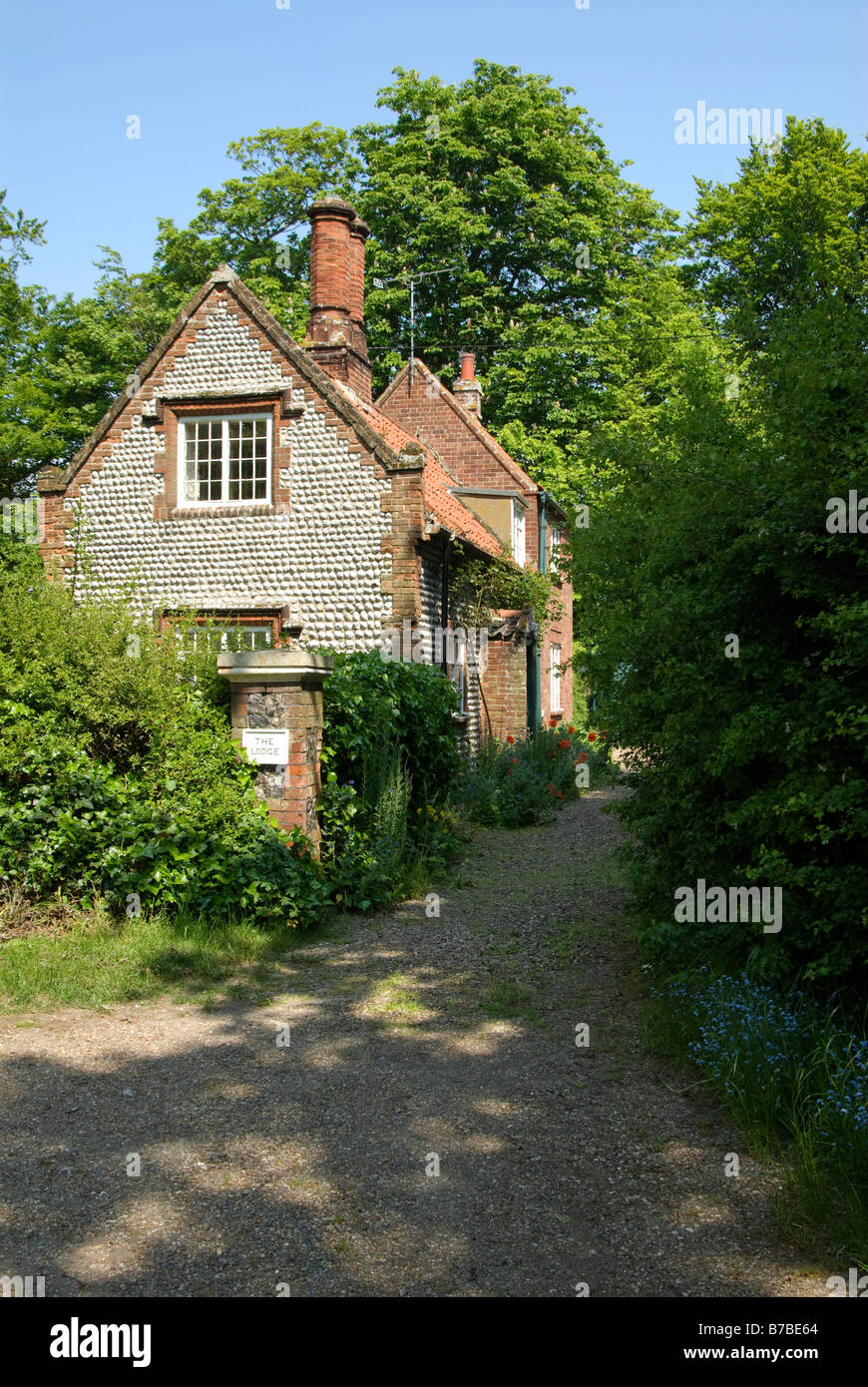 A flint and red brick house, typical of the type to be found in Norfolk