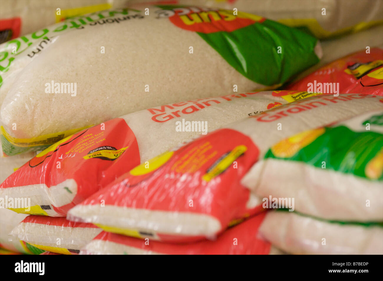 Pic shows large bags of rice in a super market in asia Stock Photo Alamy