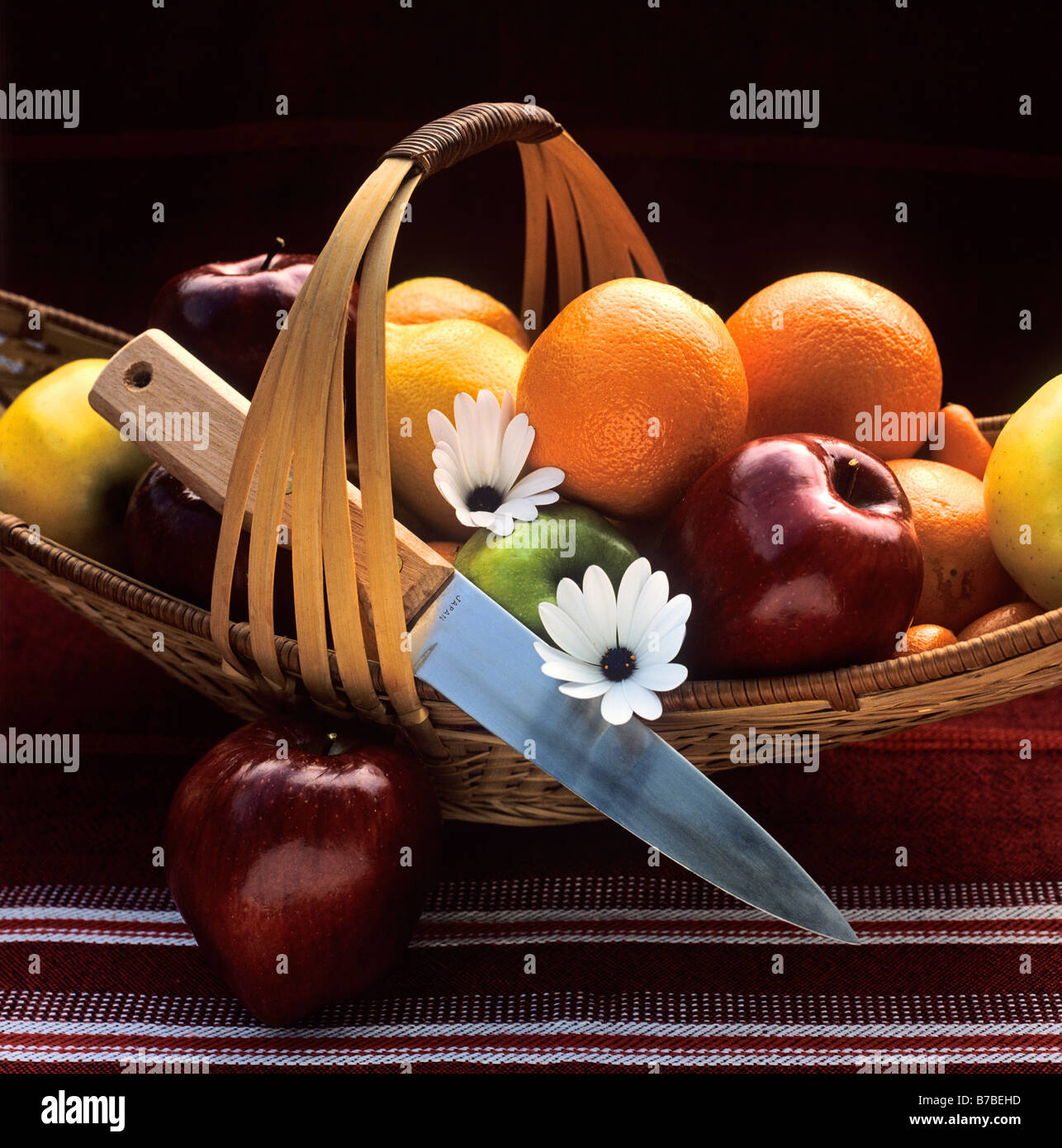 Still life with oranges lemons and an apple hires stock photography