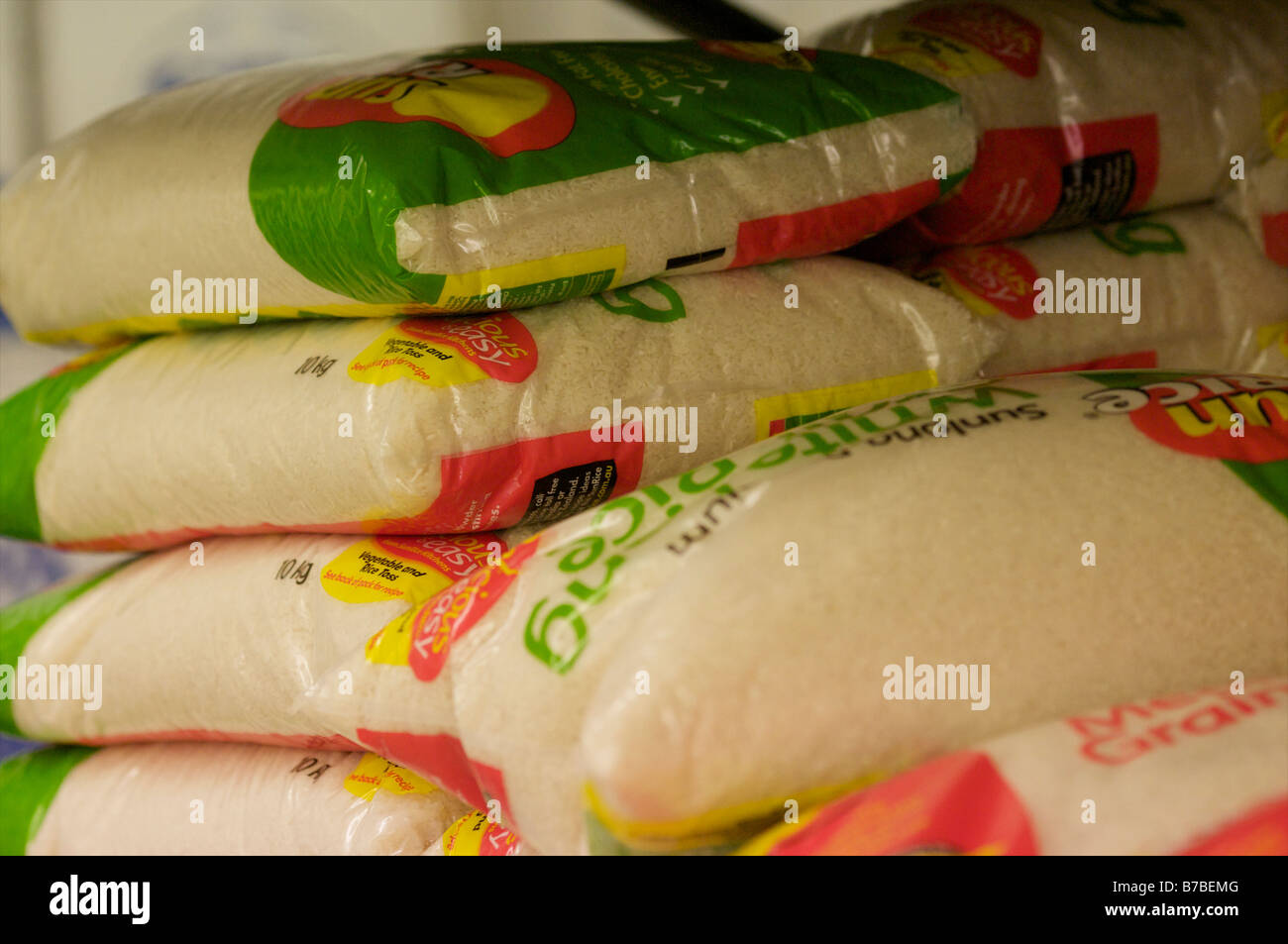 Pic shows large bags of rice in a super market in asia Stock Photo Alamy