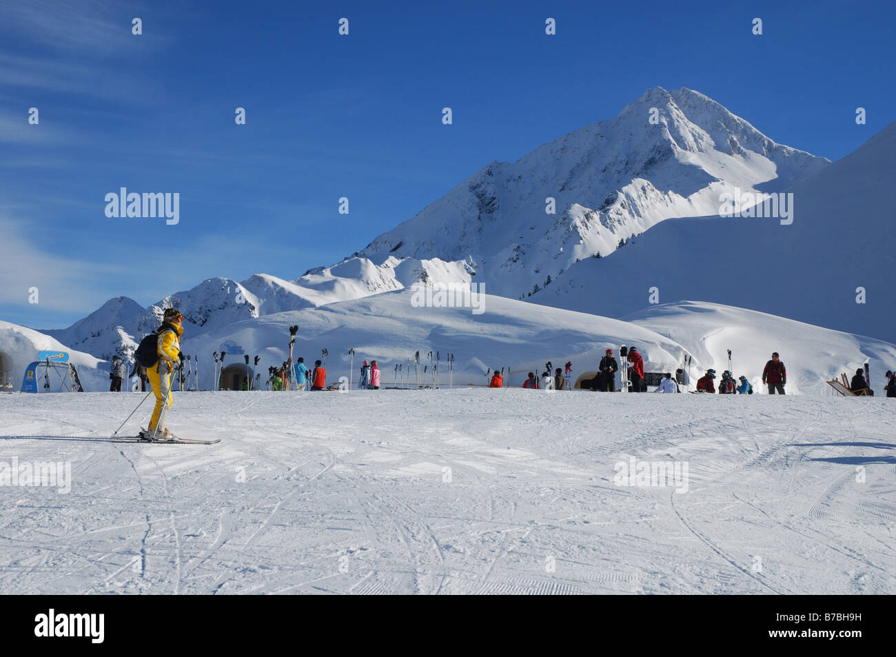 skiing in the Ahorn mountains Mayrhofen Austria Stock Photo