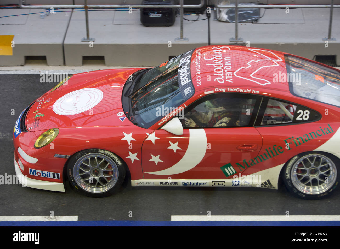 Singapore F1 Porsche Carrera Cup pit lane Stock Photo