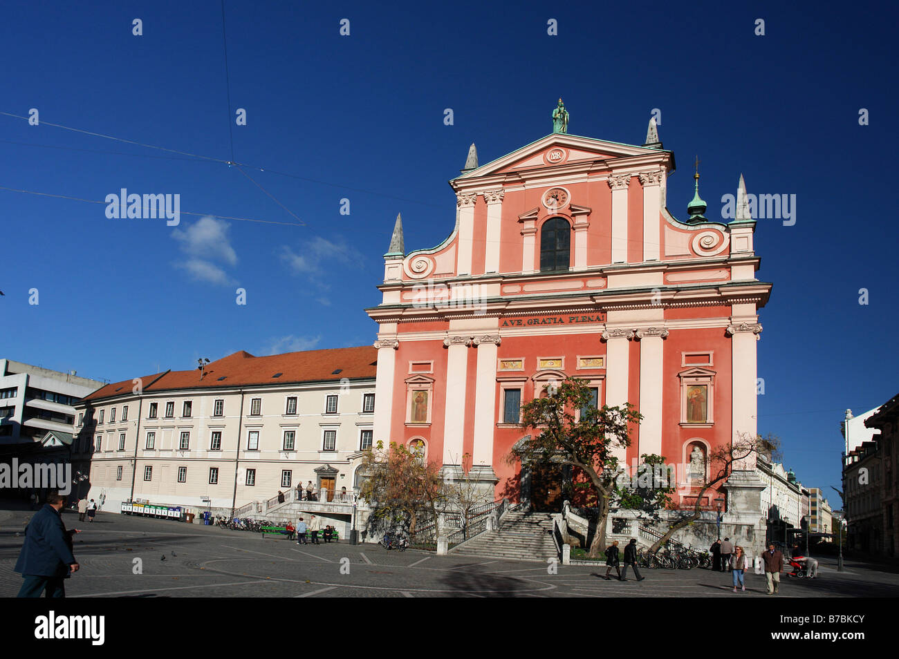 The Franciscan Church Of The Annunciation in Ljubljana, Slovenia Stock Photo