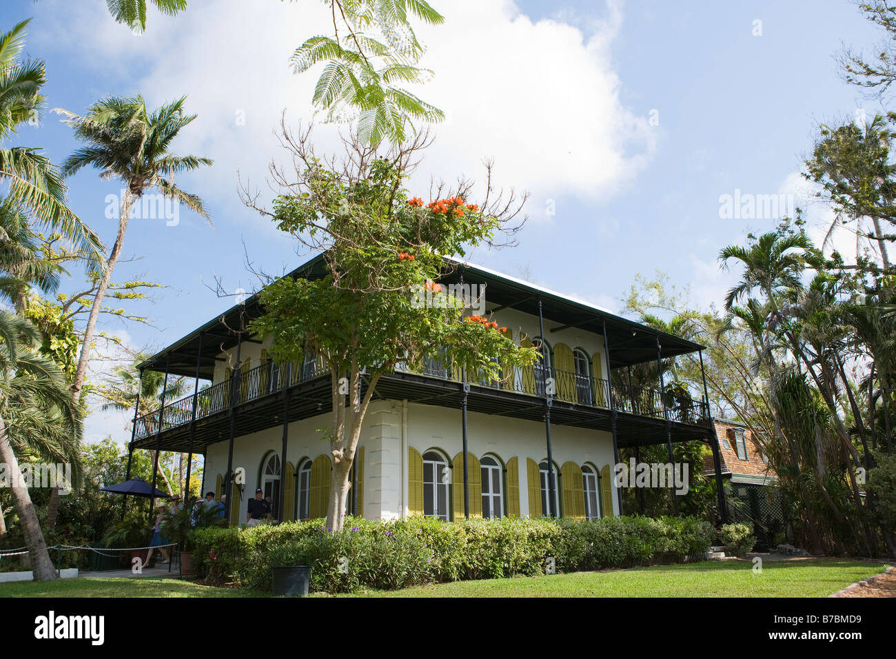 An exterior view of the Ernest Hemingway House (1931-1939), a National Historic Landmark, in Key West, Florida. Stock Photo