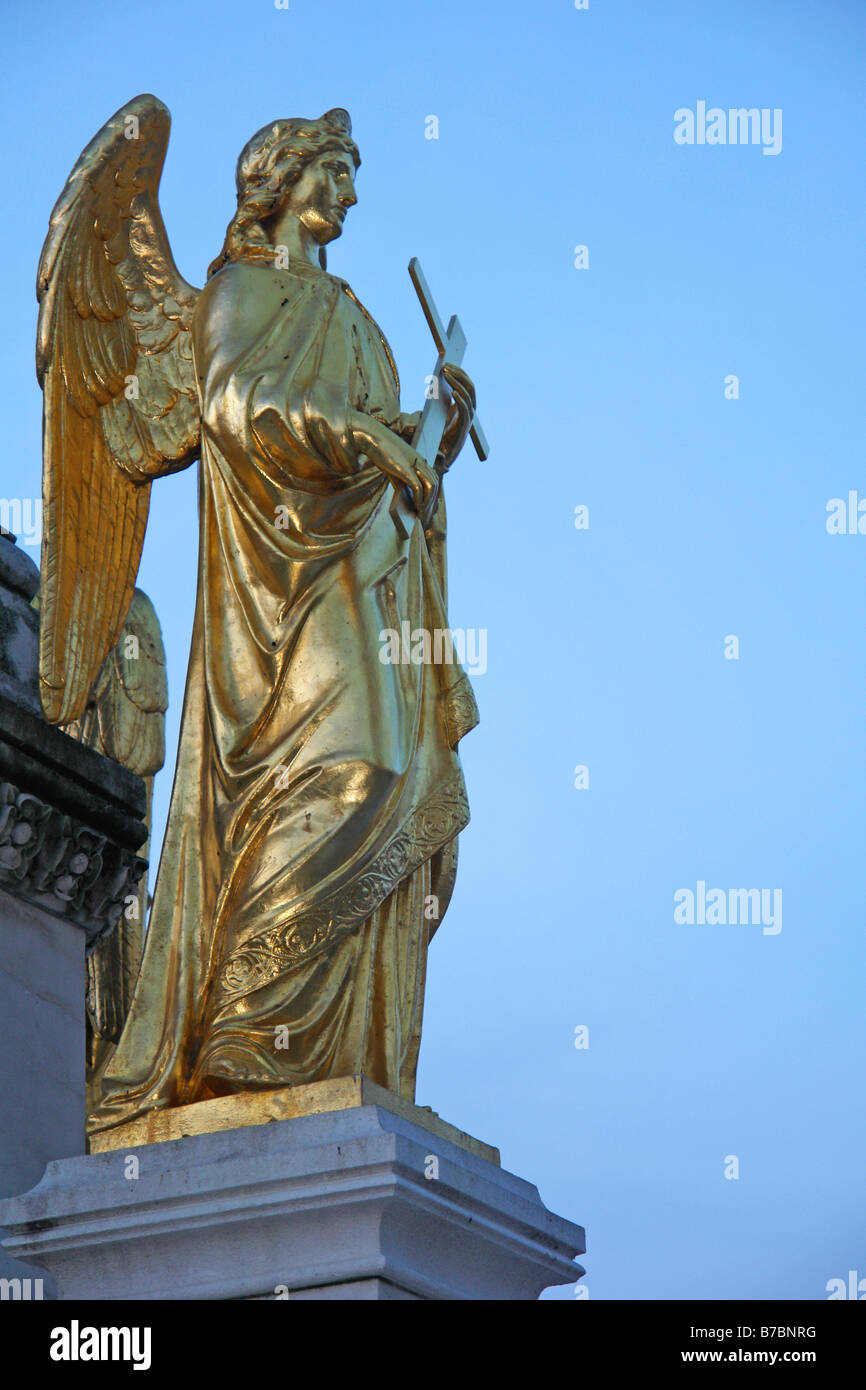 Fernkorn's Golden Angels outside Zagreb Cathedral, Croatia Stock Photo