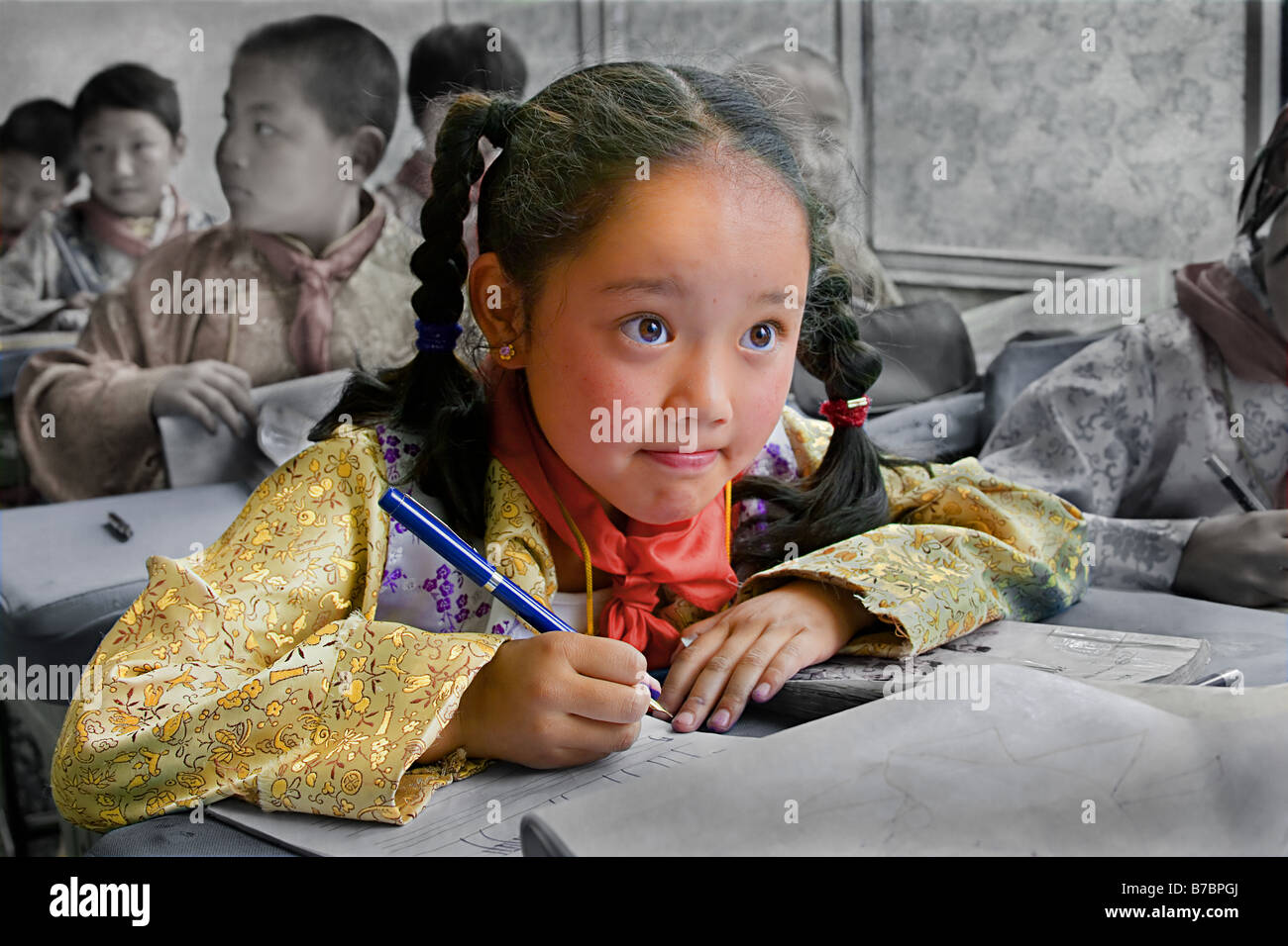 Tibetan student Stock Photo