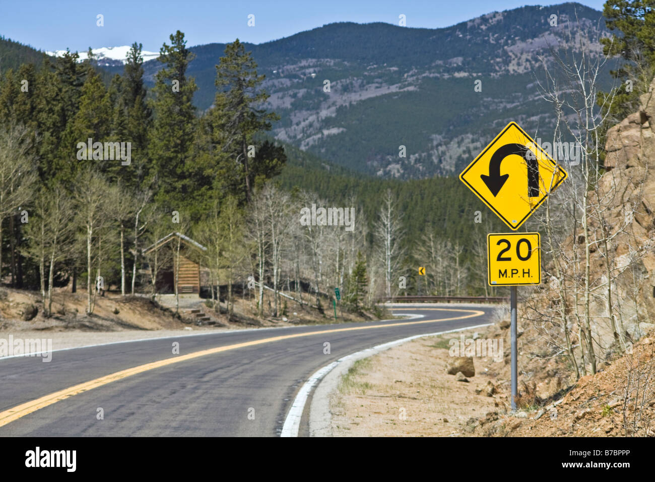 Sharp curve in the mountains Stock Photo