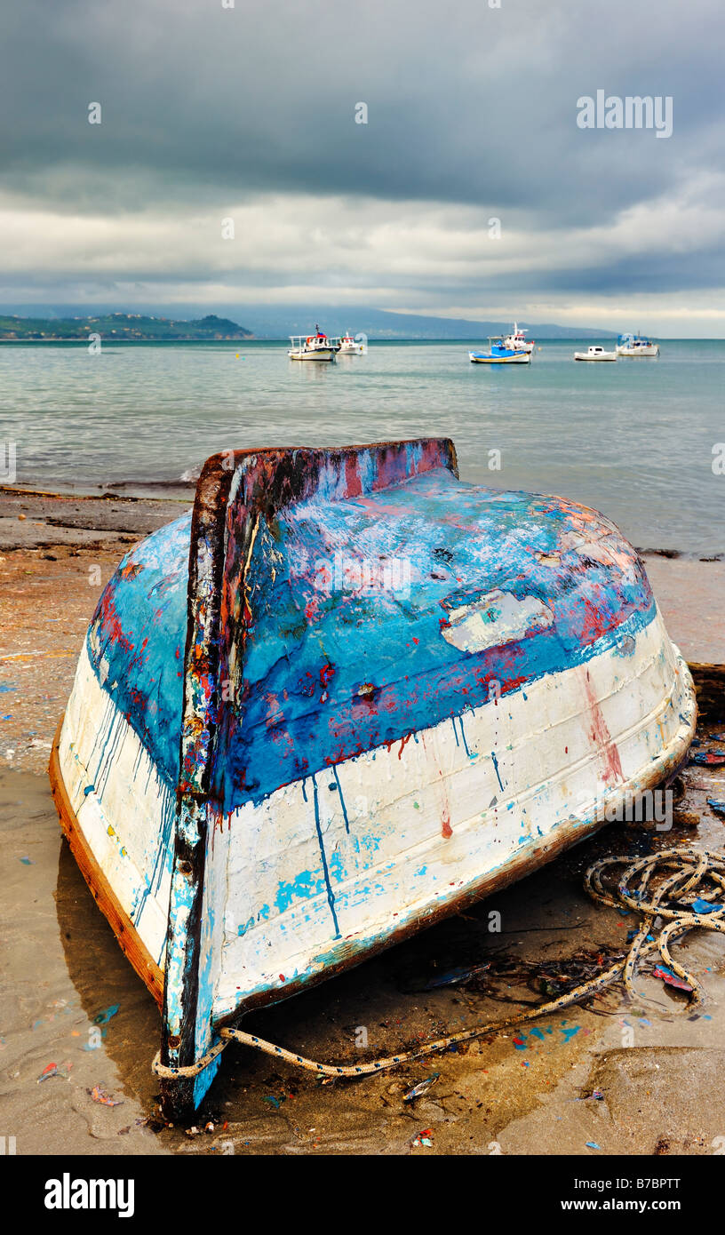 Fishing boat upside down Stock Photo Alamy