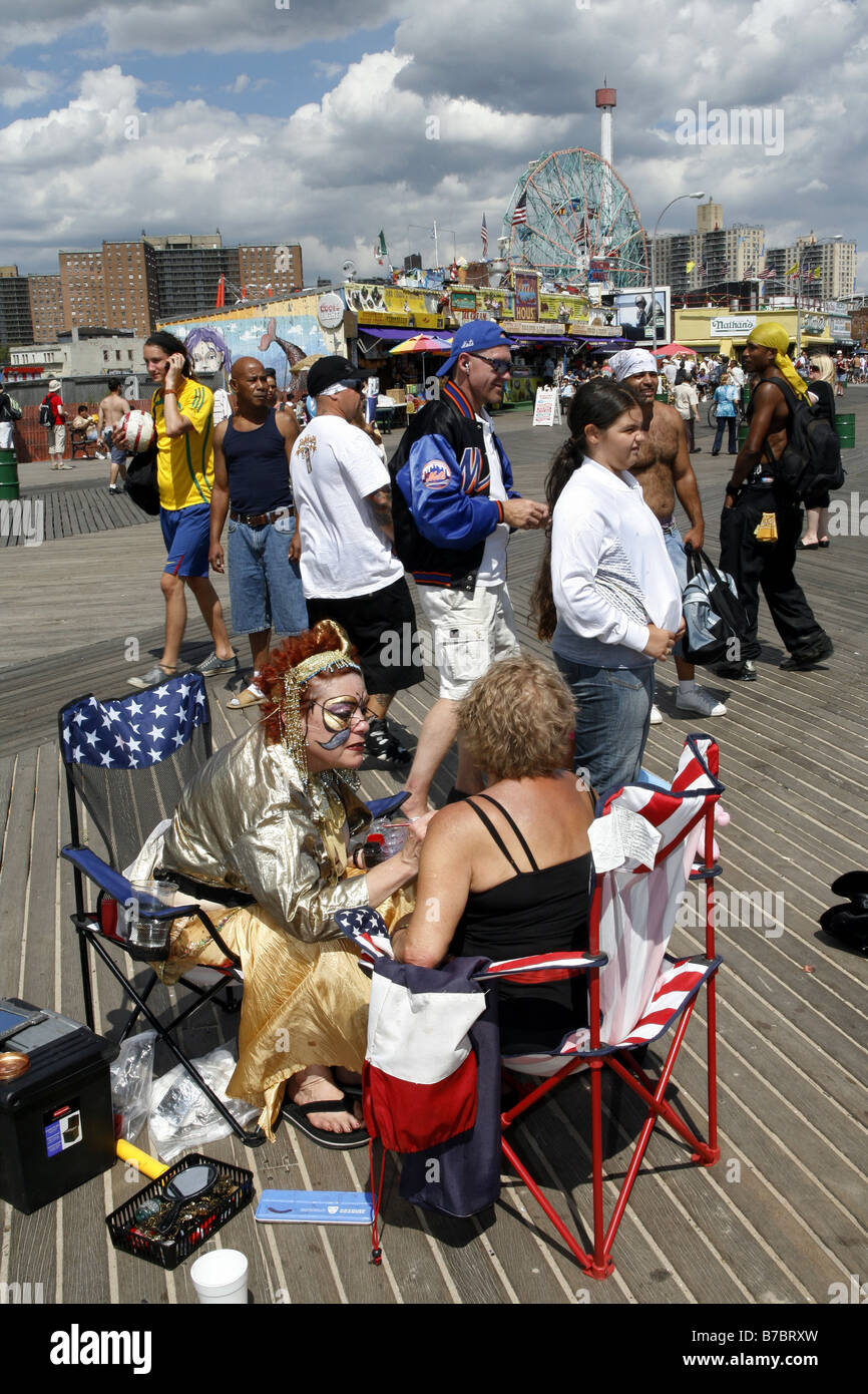 Boardwalk, Coney Island, New York City, USA Stock Photo