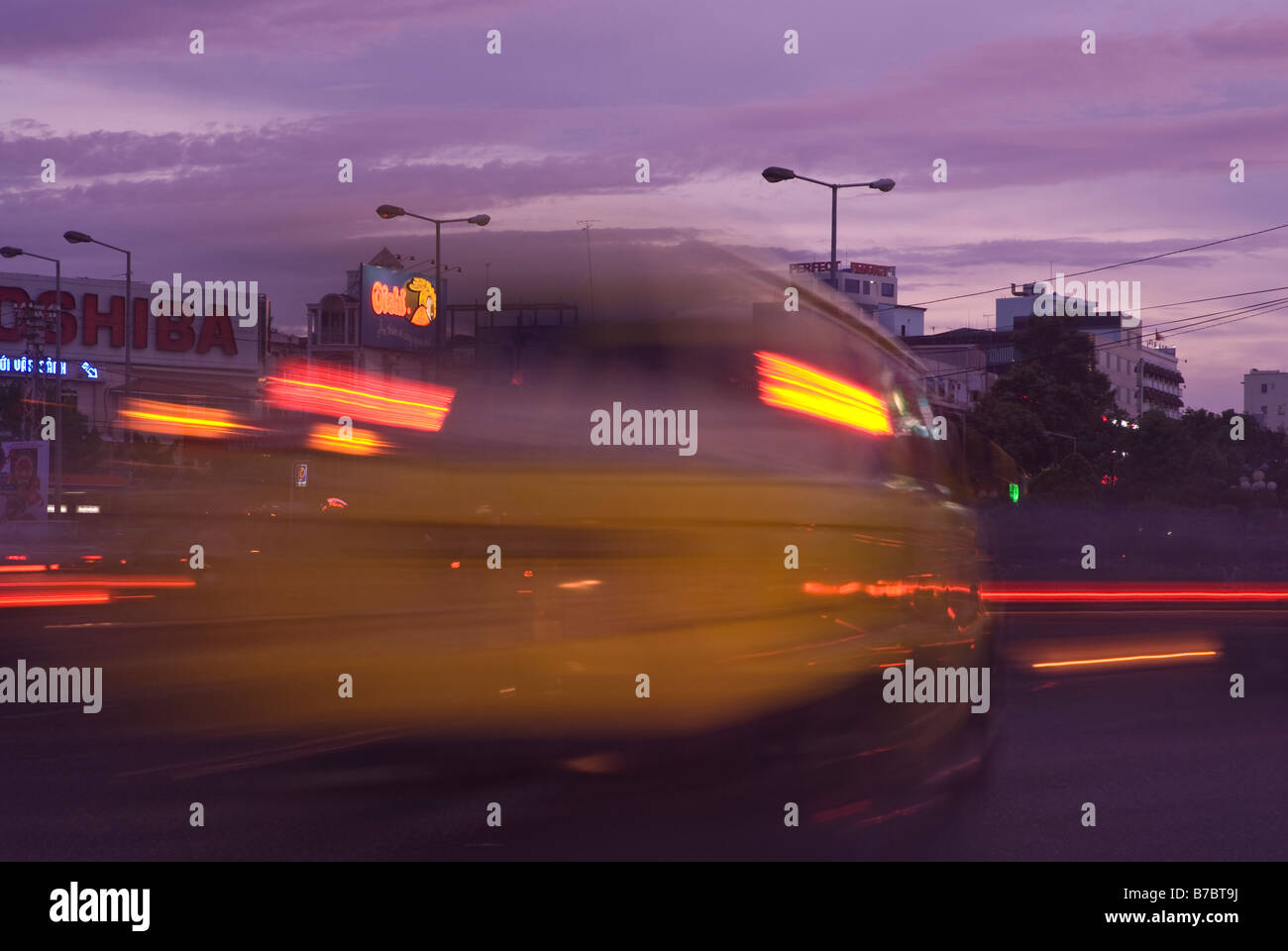 Vietnamese traffic at dusk Stock Photo