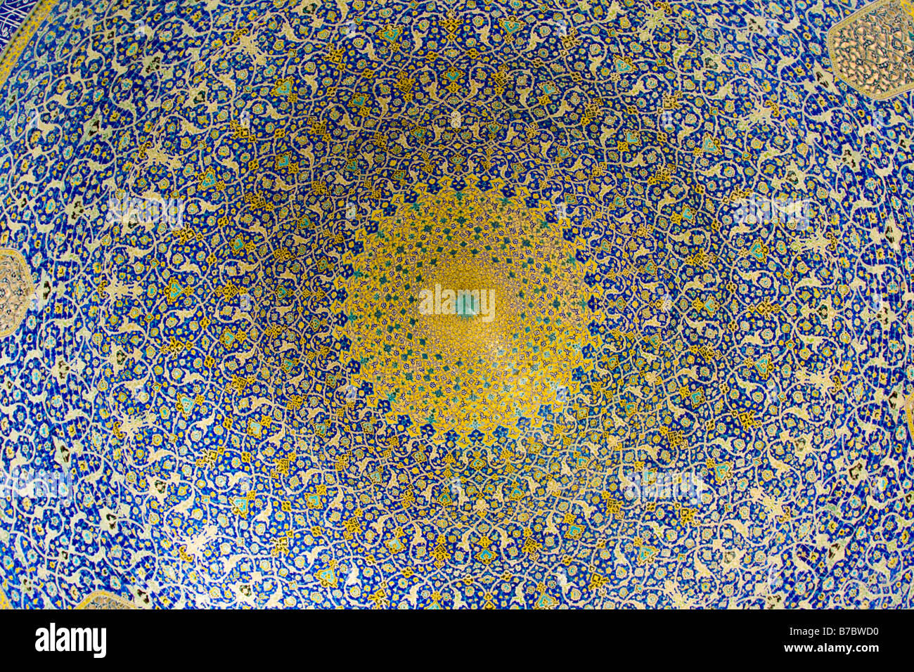 Inside Dome at Imam Mosque in Esfahan Iran Stock Photo
