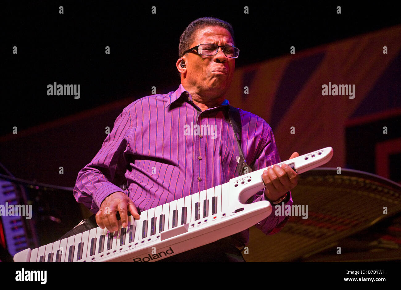 HERBIE HANCOCK plays a roland electric piano at the 51st MONTEREY JAZZ