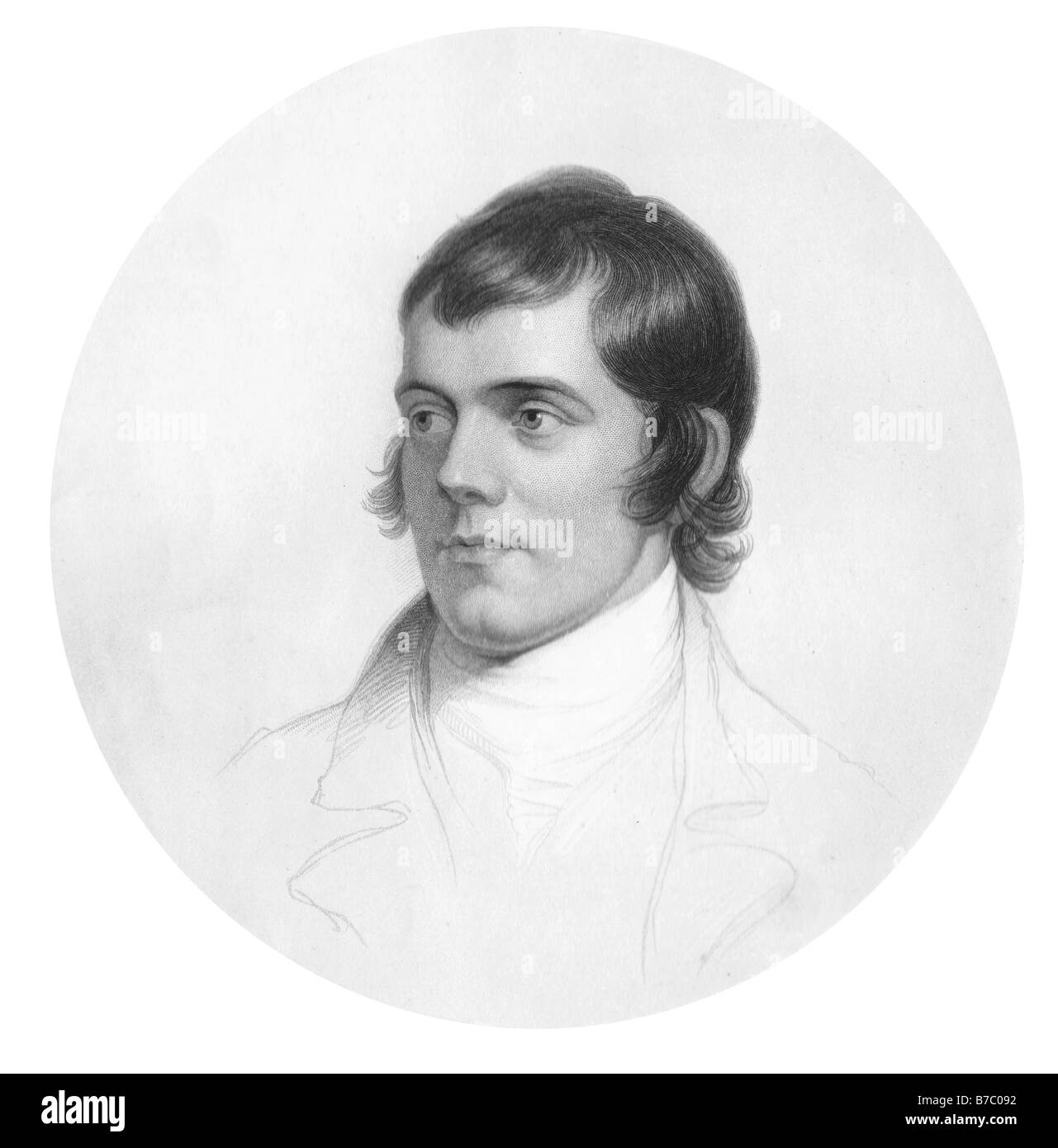 Victorian engraving of the young Robert Burns from a painting by Archibald Skirving Stock Photo