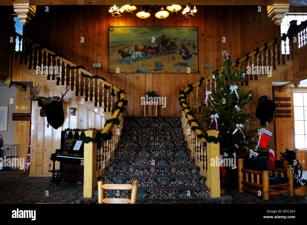 Hotel interior. West Yellowstone, Montana, USA. Stock Photo