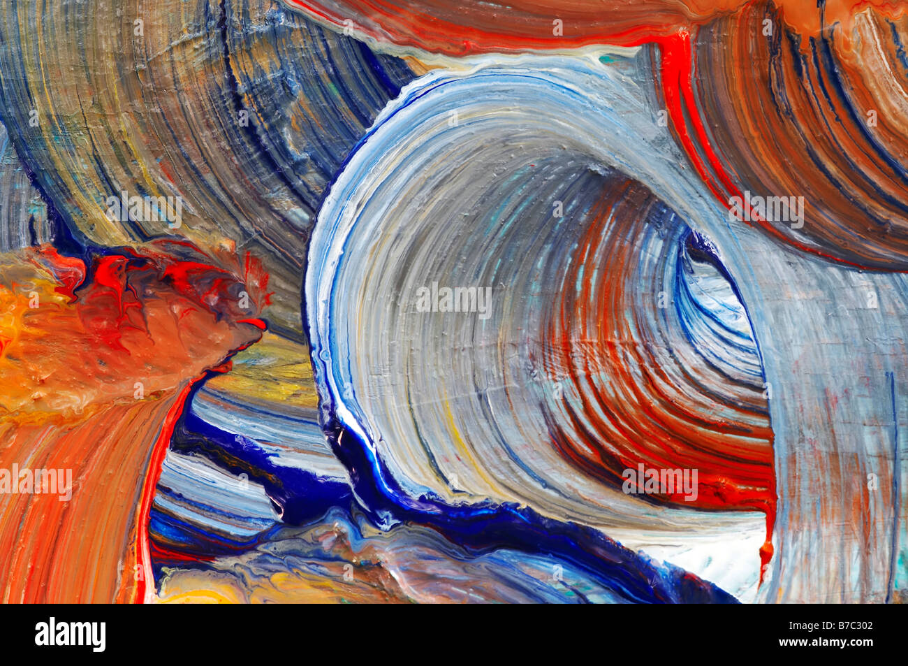 brush strokes - run colors  - craftsmanship - thick paints Stock Photo