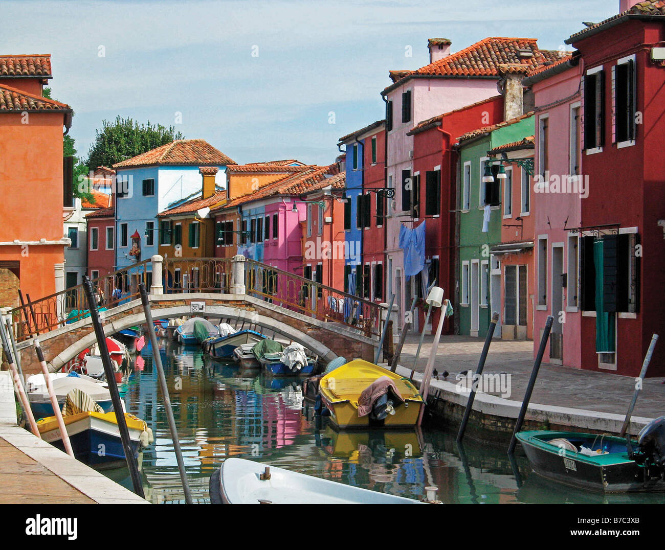 Burano colourful houses and canal near Venice Stock Photo