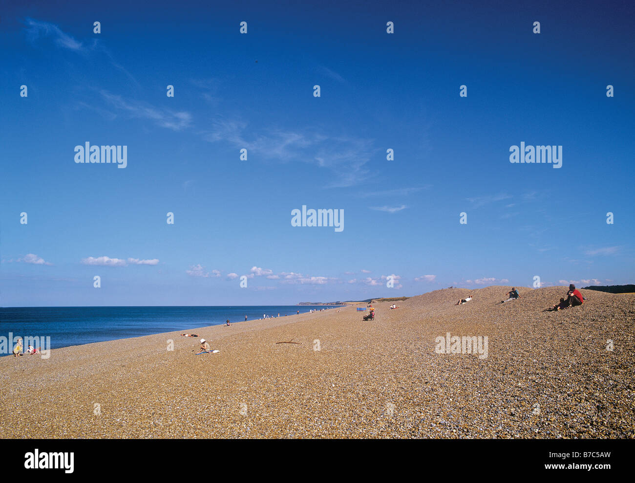 wide shingle beach at Saltouse on North Norfolk coast Stock Photo