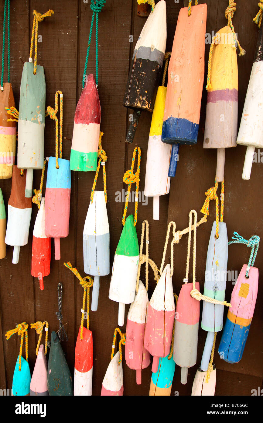 lobster pot buoys at a craft shop near bar harbor maine usa Stock Photo