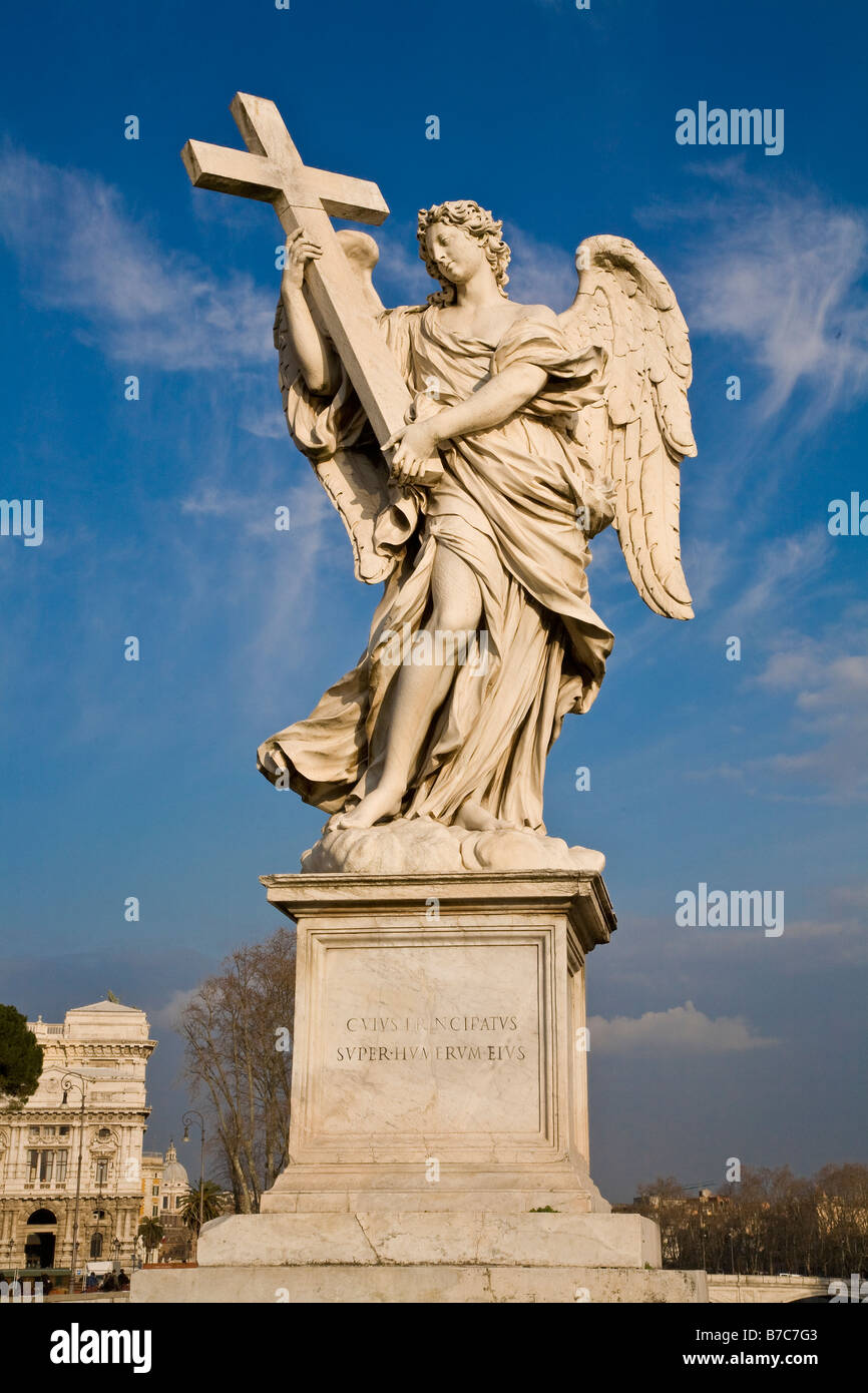 One of several angel statues on the bridge of Castel Sant' Angelo in Rome, Italy Stock Photo