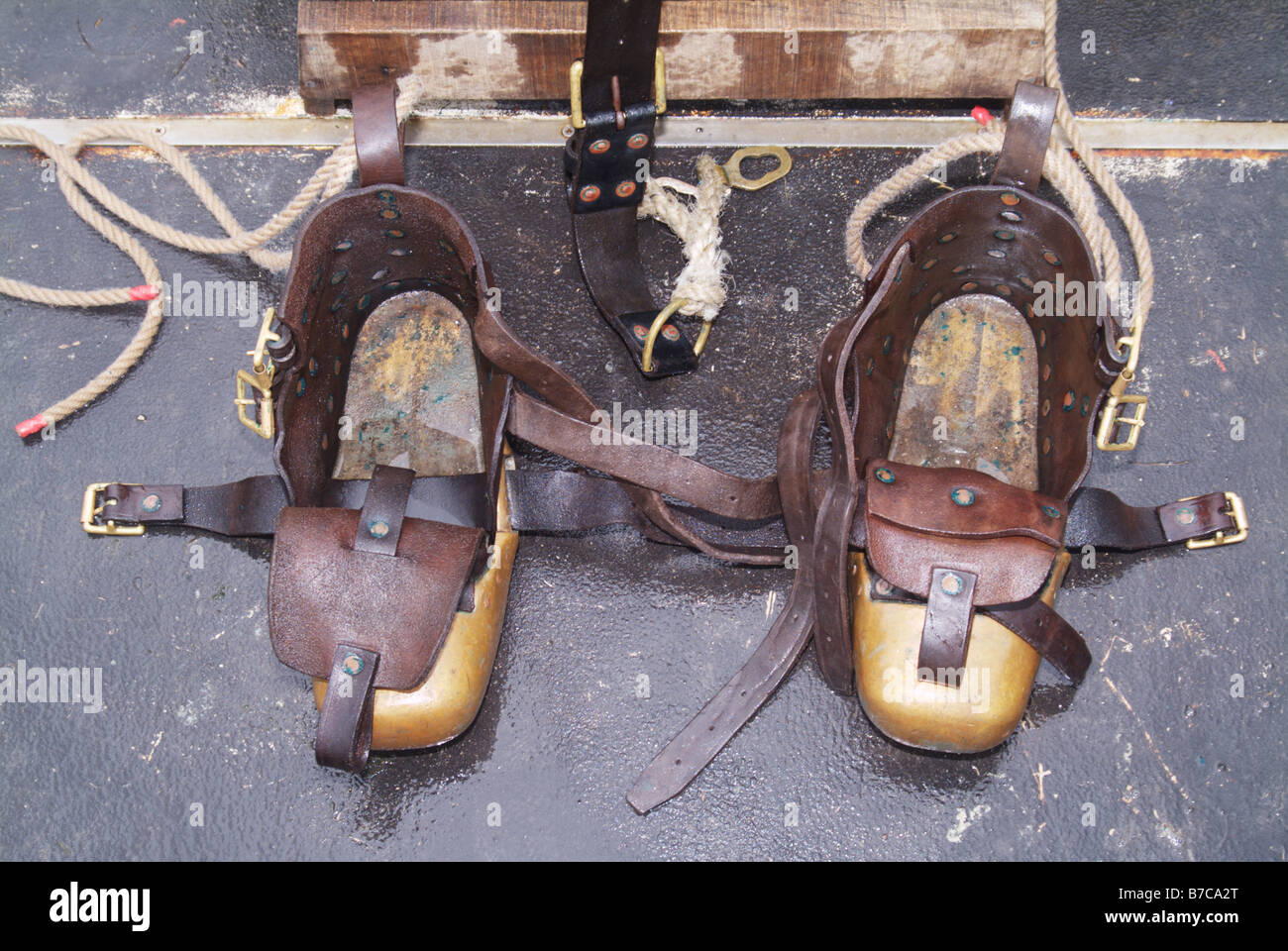 metal weighted diver old antique diving kit shoes exhibition River