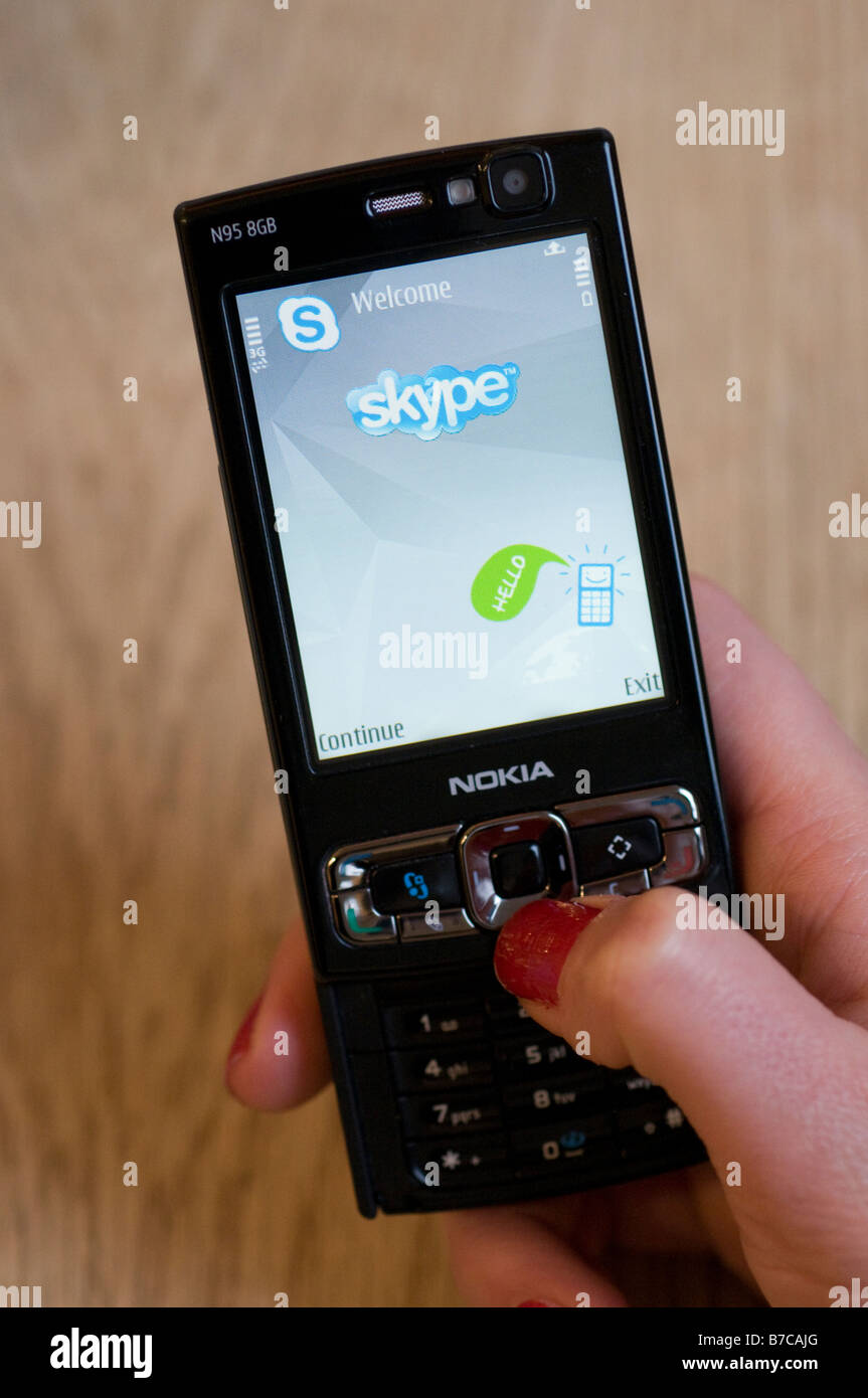 Using Skype on a Nokia phone Stock Photo
