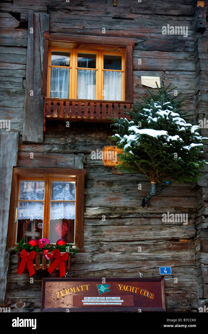 Decorated homes in Zermatt Switzerland Stock Photo Alamy