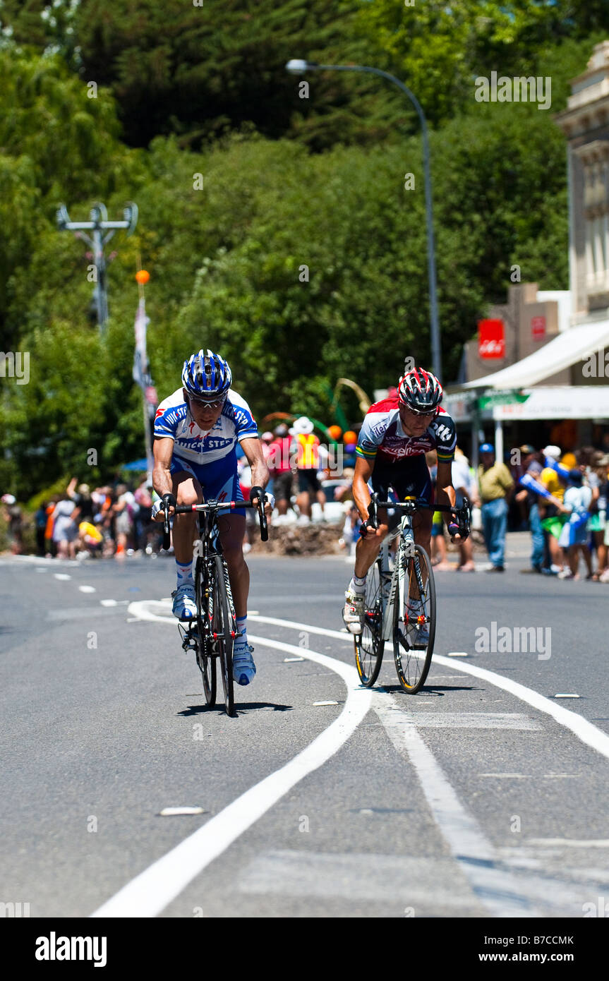 Cyclists competing in the Tour Down Under 2009 Classic Bike Race in the Adelaide Hills Australia Stock Photo