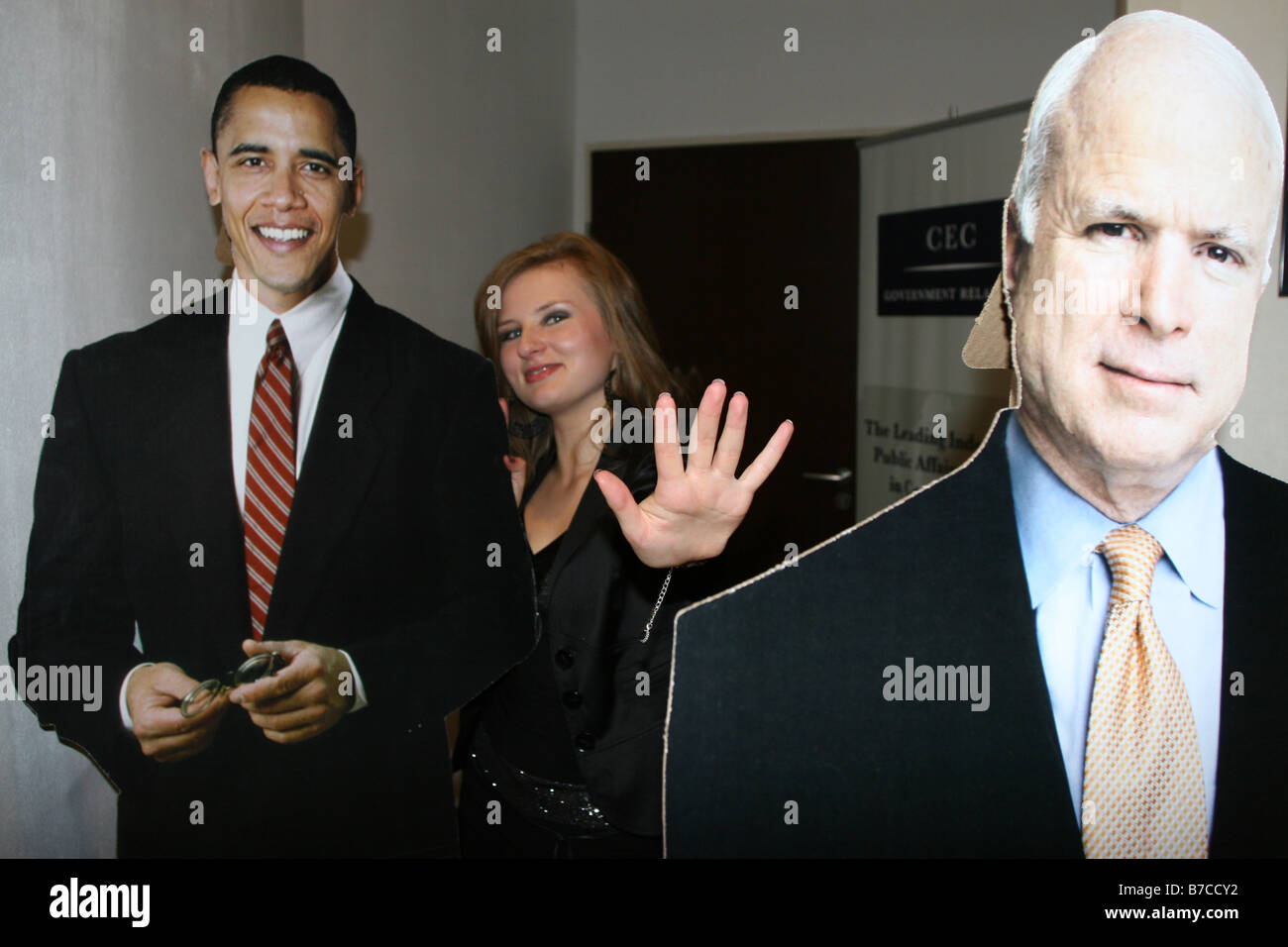 President Barack Hussein Obama won elections over John McCain. We vote for Obama. Obamomania. Obama girl. Stock Photo