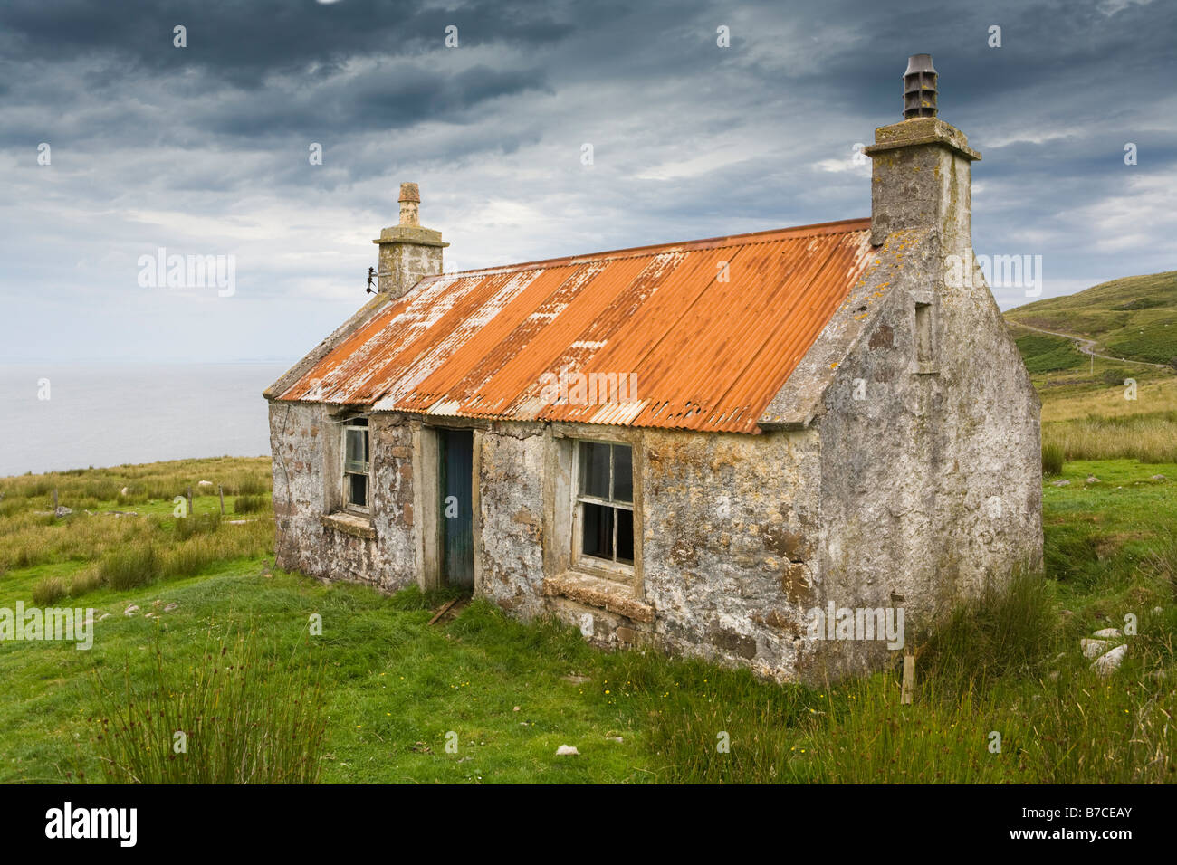 A ruined cottage near Aultgrishan, north of Gairloch, Wester Ross, Highland, Scotland Stock Photo