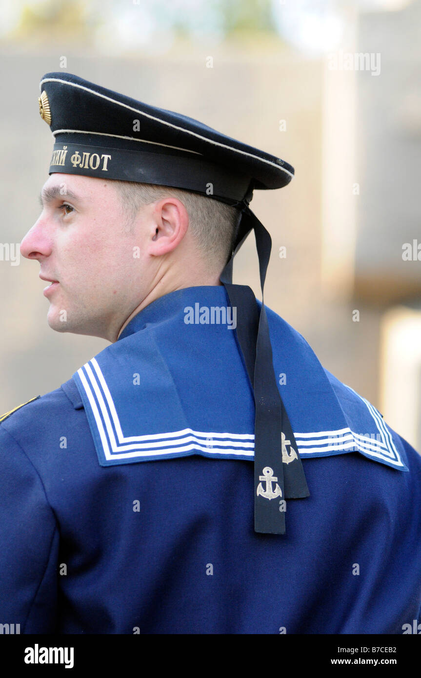 Russian sailor from the Black Sea Fleet during a commemoration in Sevastopol, Ukraine. Stock Photo