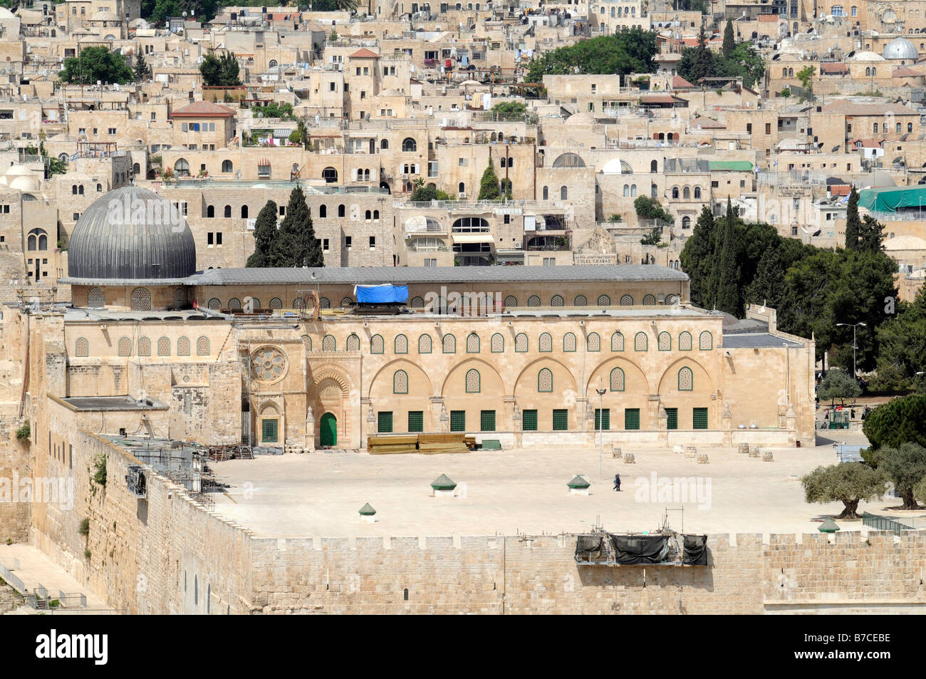 View of Al-Aqsa mosque, a Muslim holy place located on the Temple Mount in Jerusalem. Stock Photo