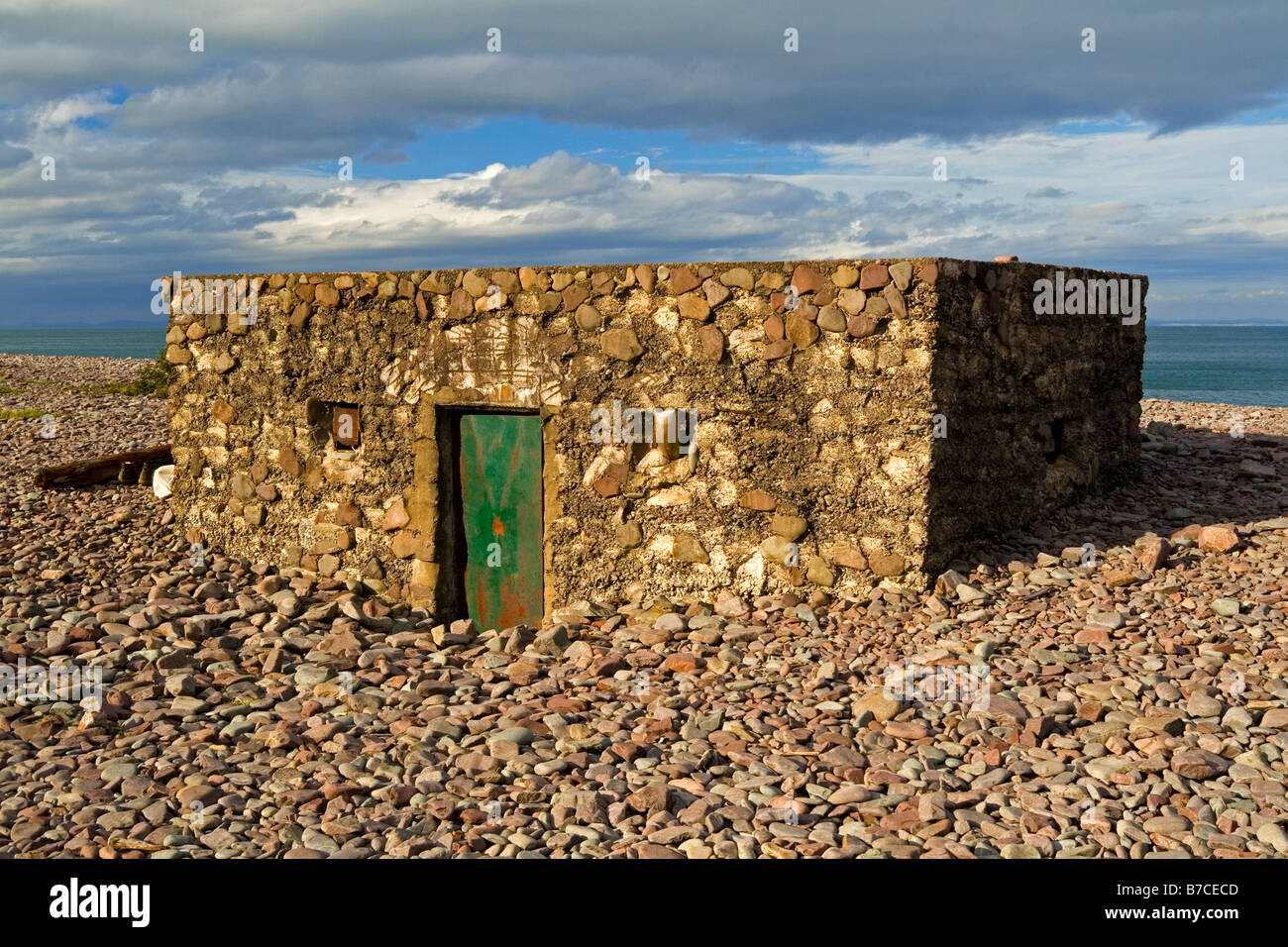 World War Two pillbox defensive bunker on the beach at Porlock Weir
