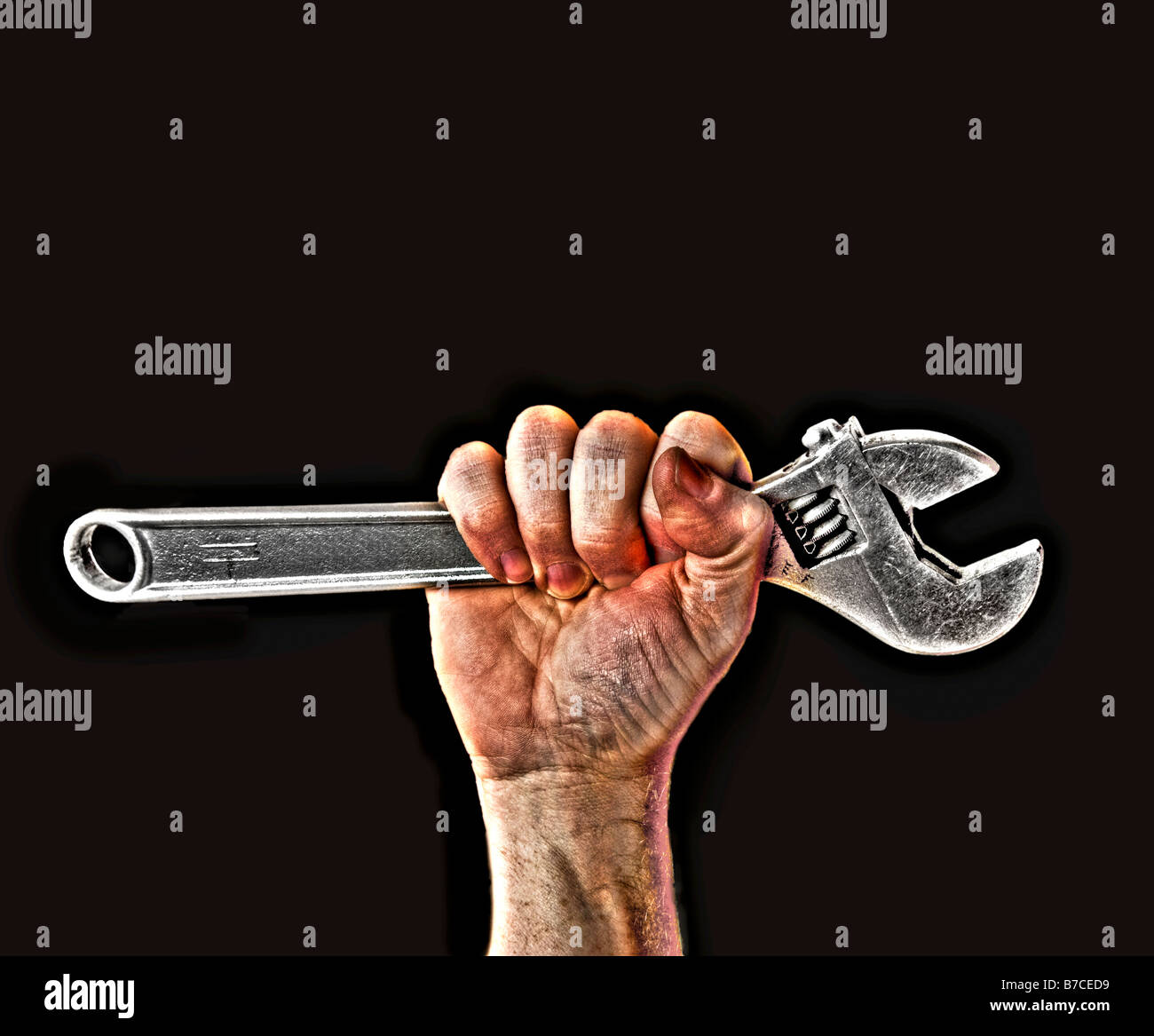 Man Hand Holding Wrench Stock Photo Alamy
