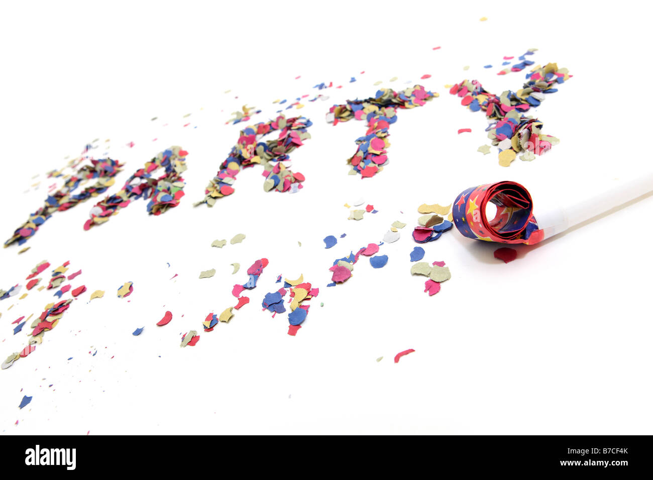 confetti party and blowers with copyspace isolated Stock Photo - Alamy