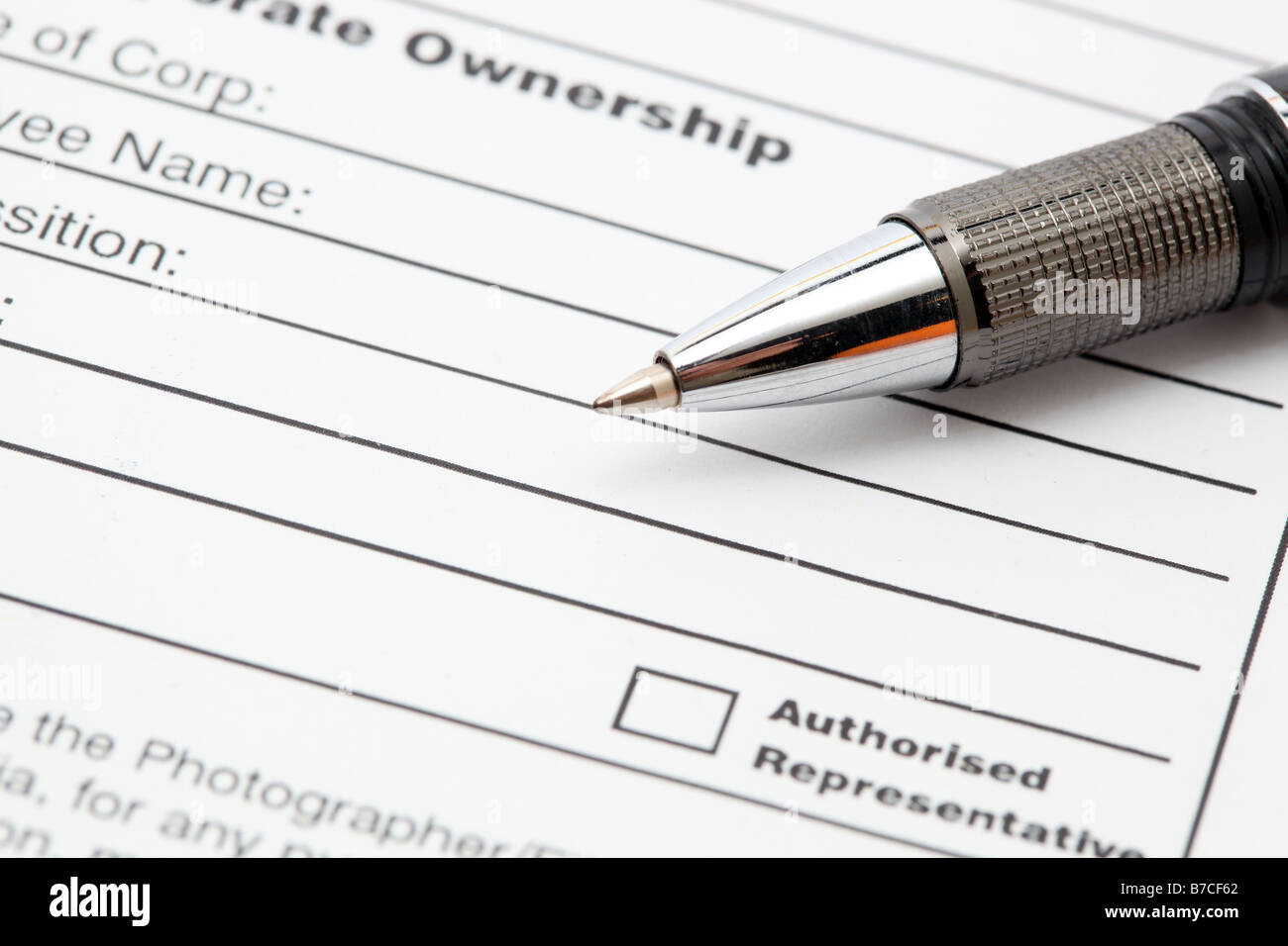 corporate contract release detail with ballpen Stock Photo