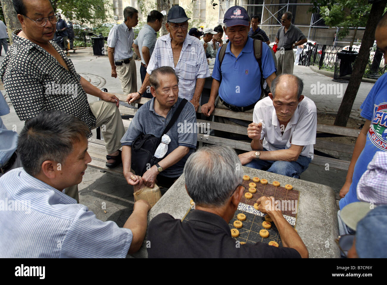 Xiangqi Game, Columbus Park, Chinatown, New York City, USA Stock Photo