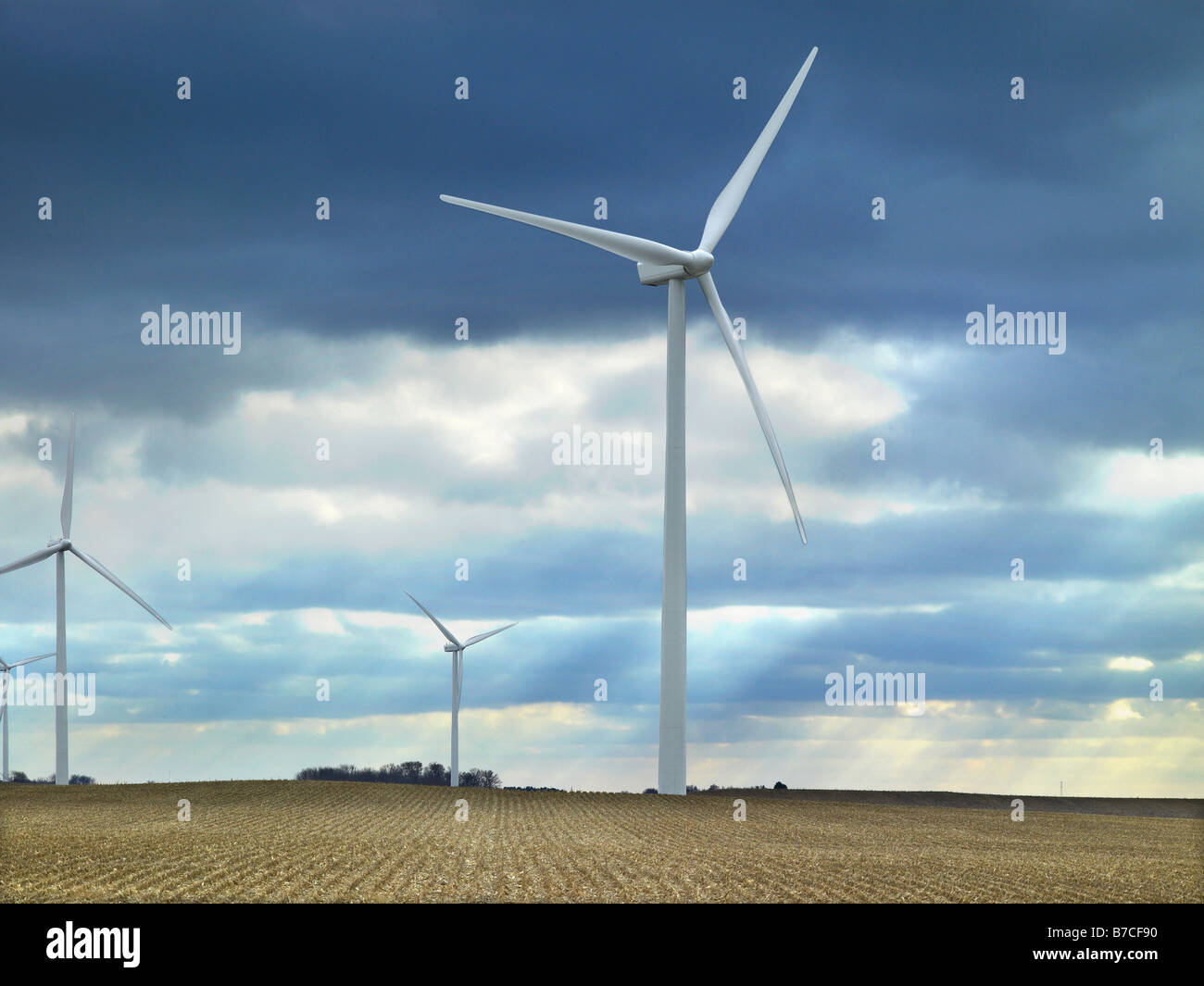 Wind Turbines At Wind Farm, Garner, Iowa USA Stock Photo