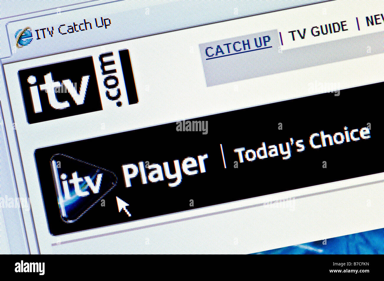 Macro screenshot of ITV player website - the channel's video on demand catch-up service (Editorial use only) Stock Photo
