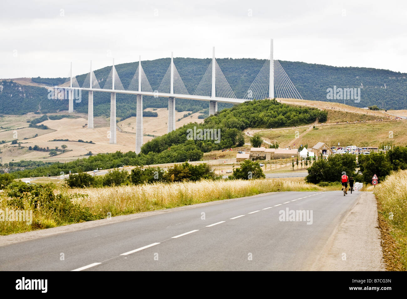 millau suspension bridge and bicicle Stock Photo