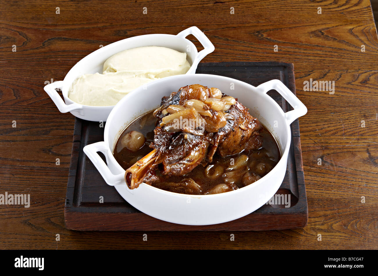 roasted lamb shoulder pot roast mash potato Stock Photo Alamy